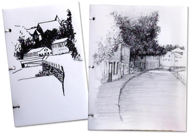 Two sketches along Water Street in Bellefonte.