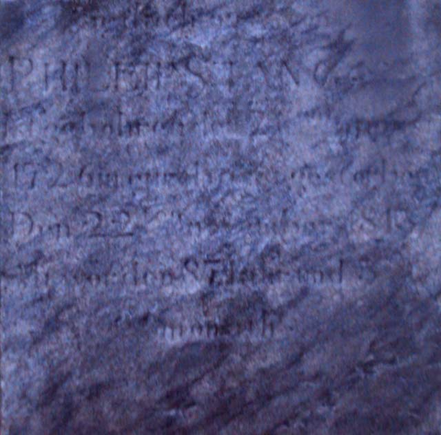 Barely readable tombstone with Phillip Stang's name.