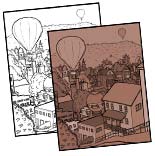The balloons over Bellefonte coloring book image.