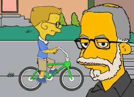 Tyler and I drawn as Simpson characters.