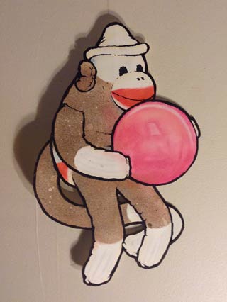 Drawing of the sock monkey.