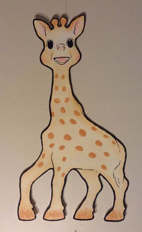 Drawing of the popular plastic giraffe.