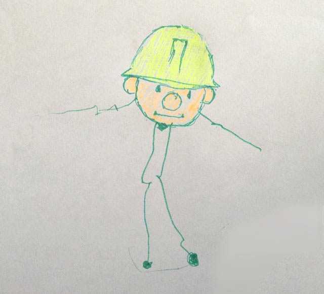 Line drawing of Bob the Builder done by me and my granddaughter.